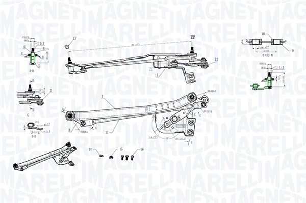 Magneti Marelli Ruitenwisserarm en mechanisme 085570166010