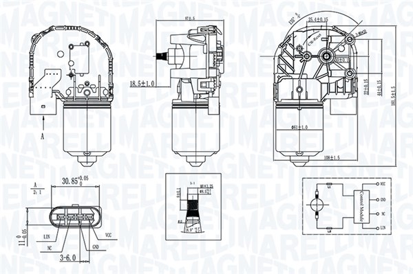 Ruitenwissermotor Magneti Marelli 064376200010