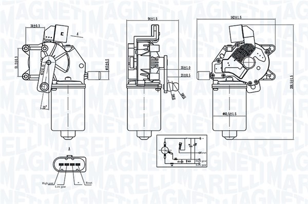 Magneti Marelli Ruitenwissermotor 064376600010