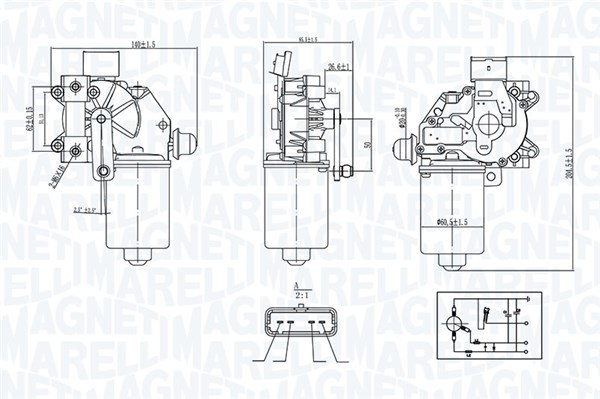 Ruitenwissermotor Magneti Marelli 064377400010