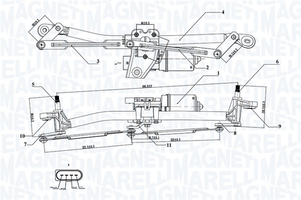 Magneti Marelli Ruitenwisserarm en mechanisme 064351735010