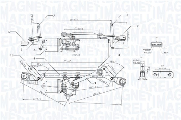 Magneti Marelli Ruitenwisserarm en mechanisme 064351736010