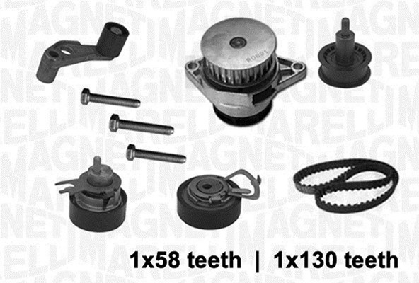 Distributieriem kit inclusief waterpomp Magneti Marelli 341403680002