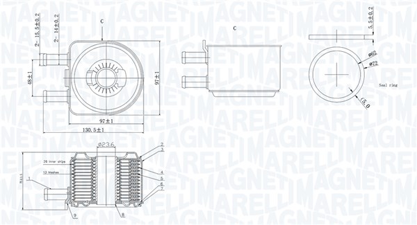 Oliekoeler, motorolie Magneti Marelli 350300005800