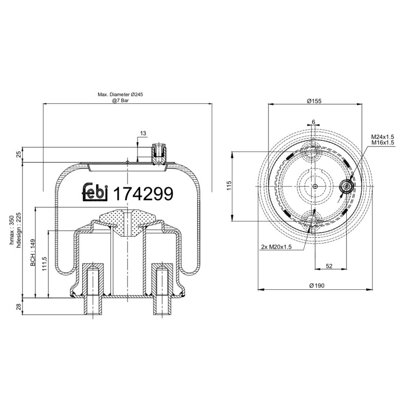 Veerbalg Febi Bilstein 174299