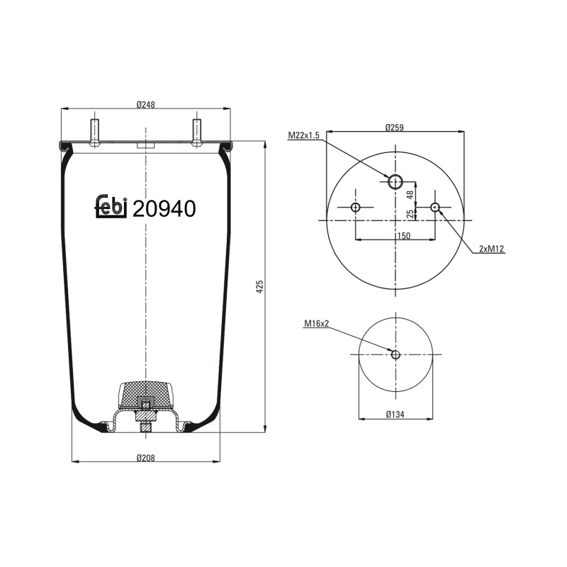 Veerbalg Febi Bilstein 20940