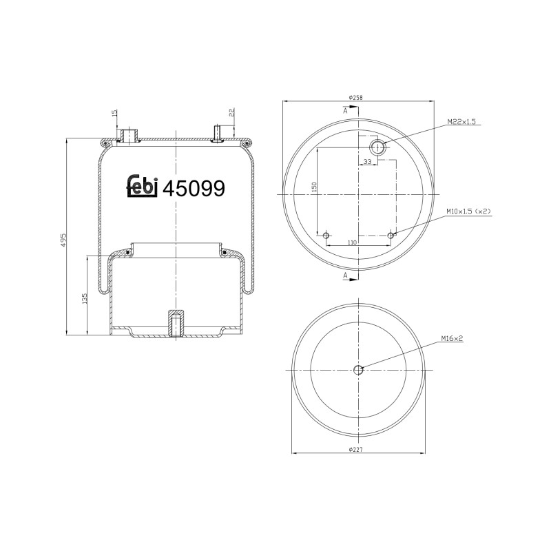 Veerbalg Febi Bilstein 45099