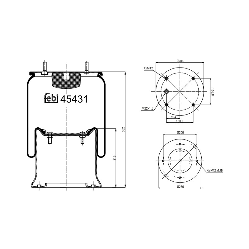 Veerbalg Febi Bilstein 45431