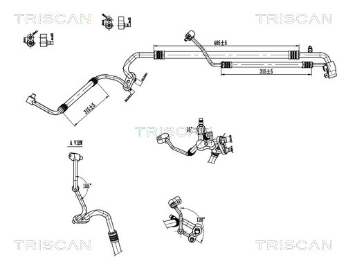 Hoge druk- / lage drukleiding, airconditioning Triscan 9010 24027