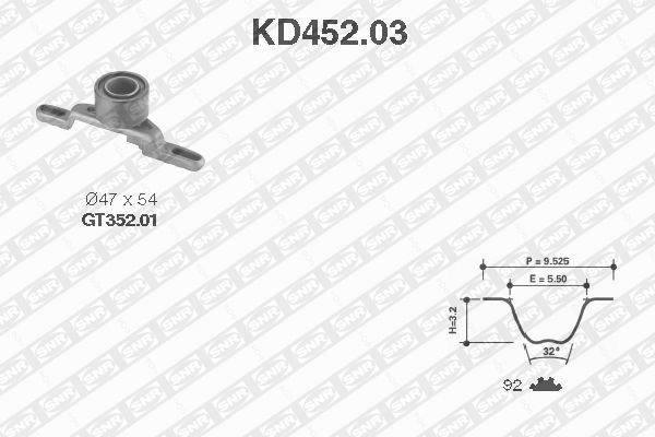 Distributieriem kit SNR KD452.03