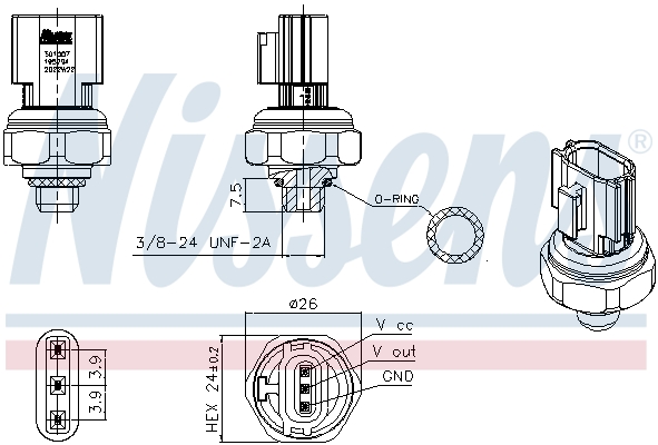 Nissens Drukschakelaar, airconditioning 301007
