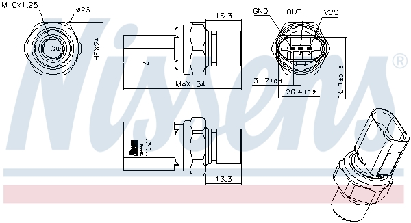 Nissens Drukschakelaar, airconditioning 301116
