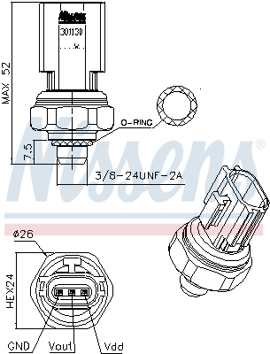 Nissens Drukschakelaar, airconditioning 301130