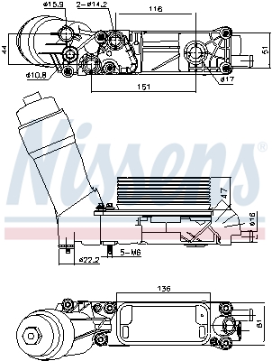 Oliekoeler motorolie Nissens 91335