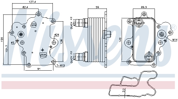 Oliekoeler motorolie Nissens 91457