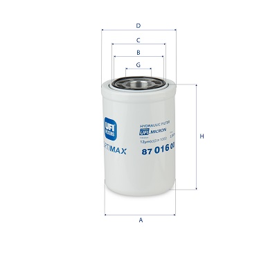 Filter, hydrauliek UFI 87.016.00