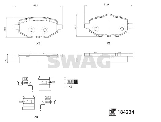 Swag Remblokkenset, schijfrem 33 10 9324