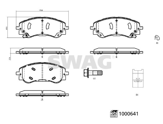 Remblokkenset, schijfrem Swag 33 11 3708
