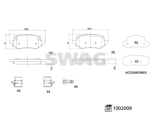 Remblokkenset, schijfrem Swag 33 11 4168