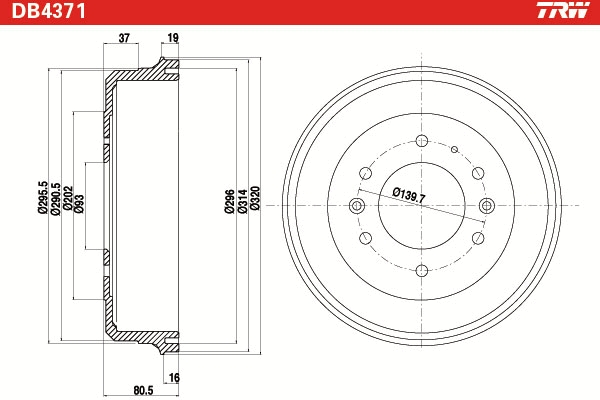 TRW Remtrommel DB4371