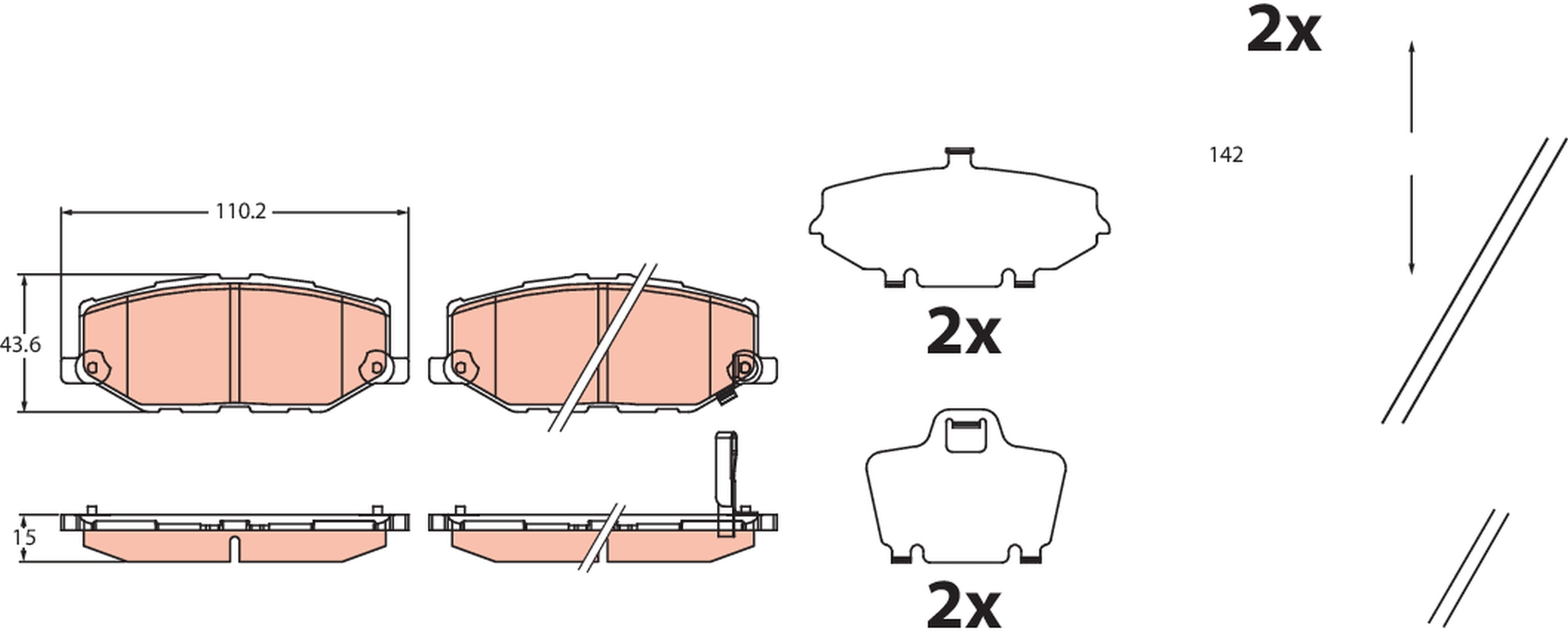 Remblokkenset, schijfrem TRW GDB2455