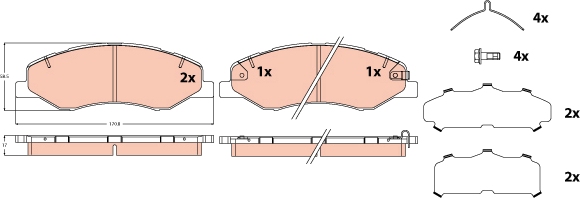 Remblokkenset, schijfrem TRW GDB2474