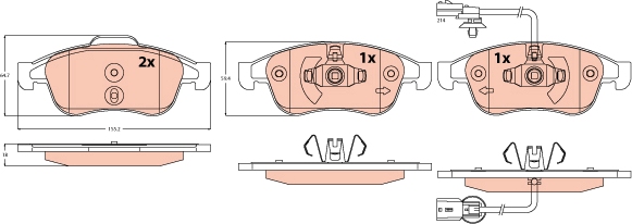 Remblokkenset, schijfrem TRW GDB2565