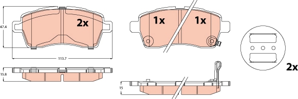Remblokkenset, schijfrem TRW GDB2580