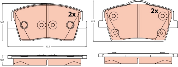Remblokkenset, schijfrem TRW GDB2596
