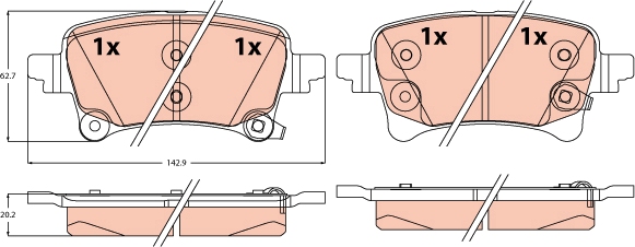 Remblokkenset, schijfrem TRW GDB2616