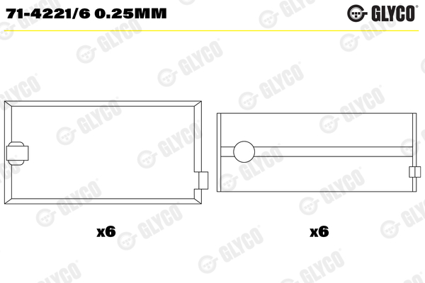 Drijfstanglager Glyco 71-4221/6 0.25mm