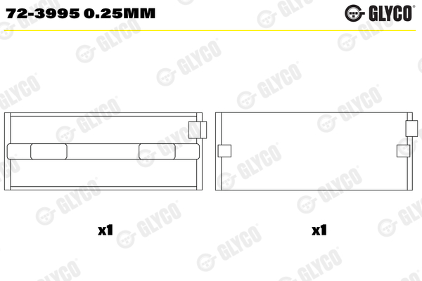 Hoofdlager Glyco 72-3995 0.25mm