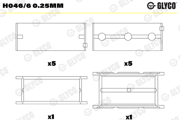 Hoofdlager Glyco H046/6 0.25mm