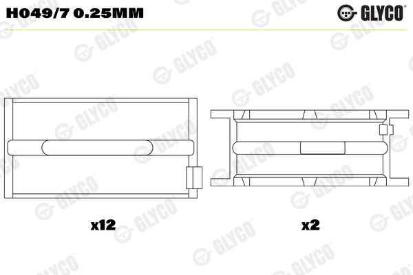 Hoofdlager Glyco H049/7 0.25mm