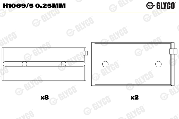 Hoofdlager Glyco H1069/5 0.25mm