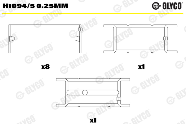 Hoofdlager Glyco H1094/5 0.25mm