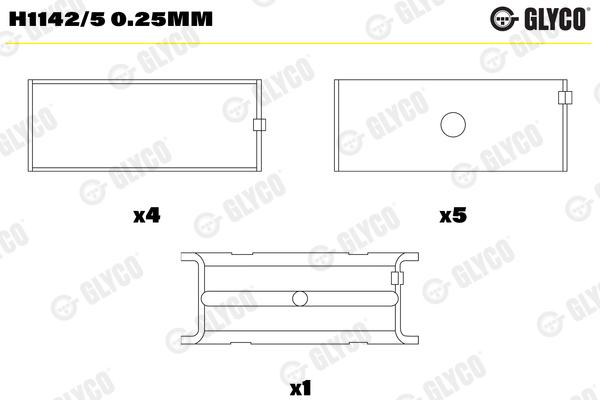 Hoofdlager Glyco H1142/5 0.25mm