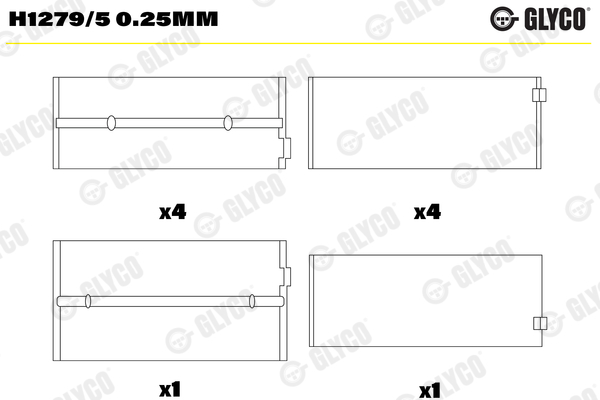 Hoofdlager Glyco H1279/5 0.25mm