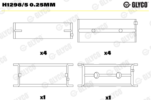 Hoofdlager Glyco H1298/5 0.25MM