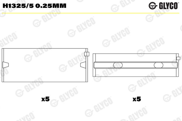 Hoofdlager Glyco H1325/5 0.25mm