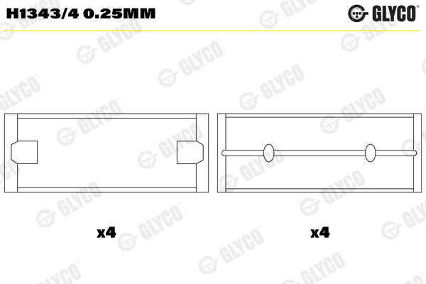 Hoofdlager Glyco H1343/4 0.25mm