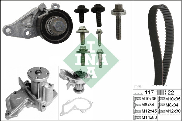 Distributieriem kit inclusief waterpomp INA 530 0140 30