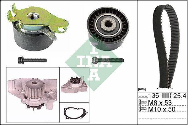 Distributieriem kit inclusief waterpomp INA 530 0236 30