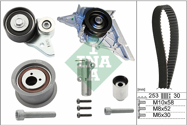 Distributieriem kit inclusief waterpomp INA 530 0366 30