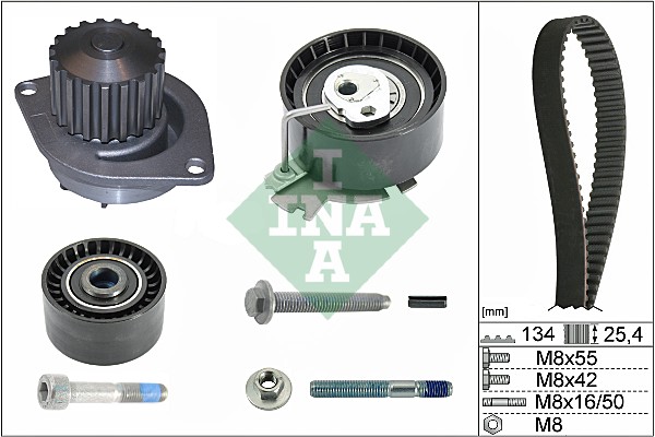 Distributieriem kit inclusief waterpomp INA 530 0379 30