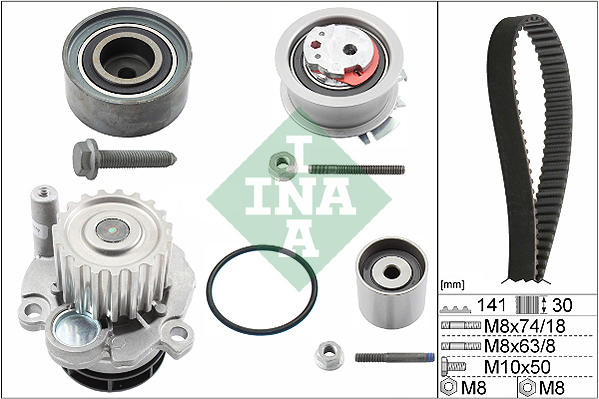 Distributieriem kit inclusief waterpomp INA 530 0405 30