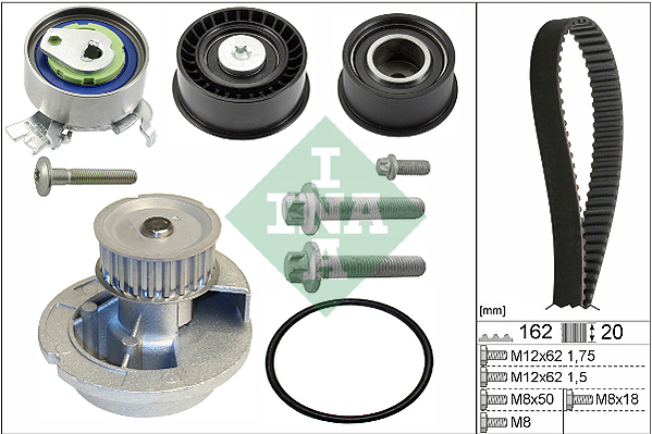 Distributieriem kit inclusief waterpomp INA 530 0443 31