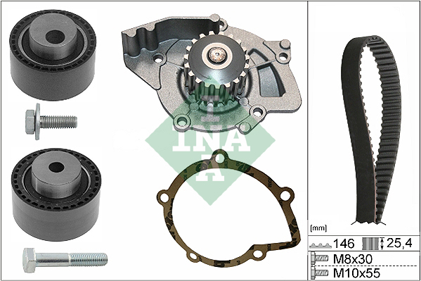 Distributieriem kit inclusief waterpomp INA 530 0446 31