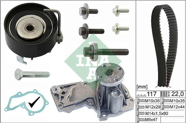 Distributieriem kit inclusief waterpomp INA 530 0495 30