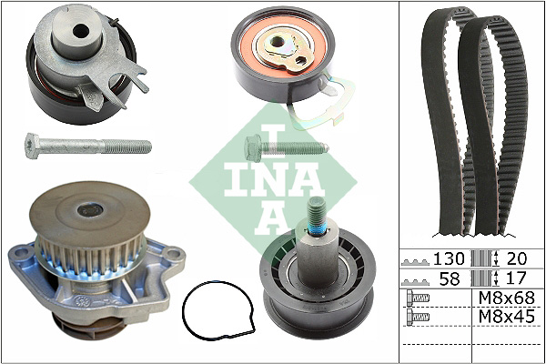 Distributieriem kit inclusief waterpomp INA 530 0538 30